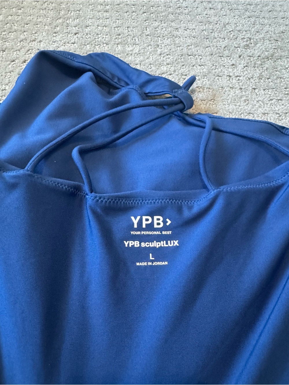One-Shoulder Blue Sports Bra Top - Picture 3 of 5